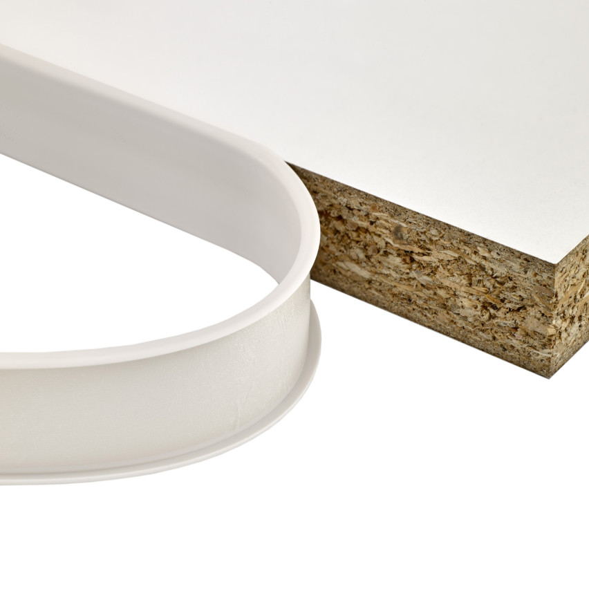 Perfil de mueble C 18 mm, blanco con cinta adhesiva, longitud 5m