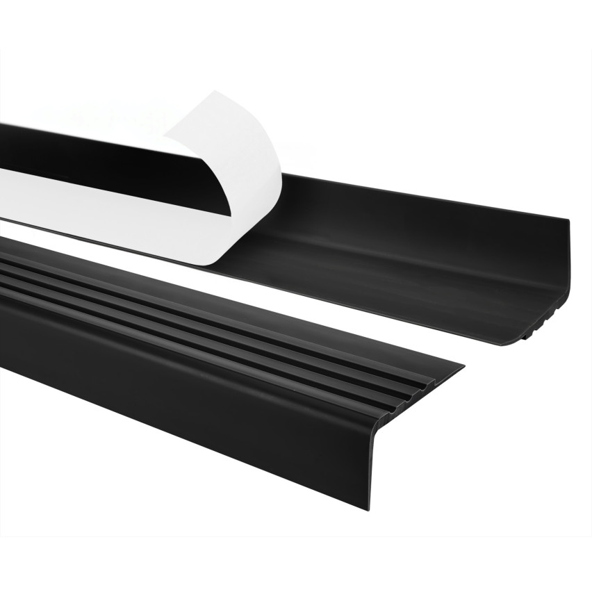 Perfil antideslizante para escaleras con adhesivo, 30x27mm, negro