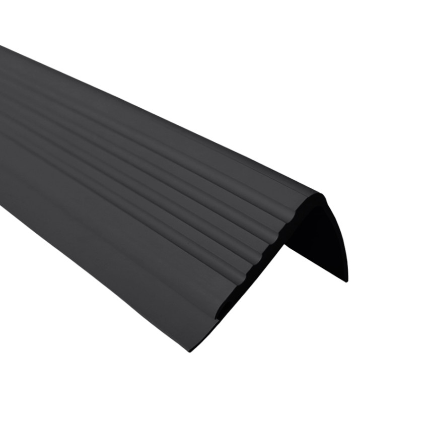 Perfil antideslizante para escaleras con adhesivo, 48x42mm, negro, 