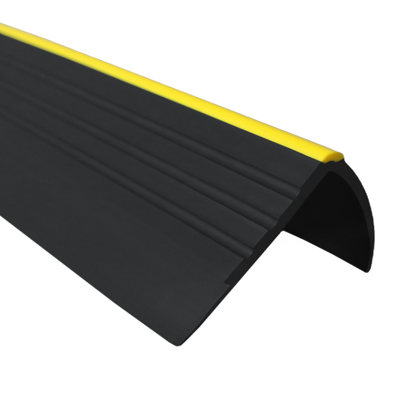 Perfil antideslizante para escaleras, advertencia, 40x40mm, 150cm, negro