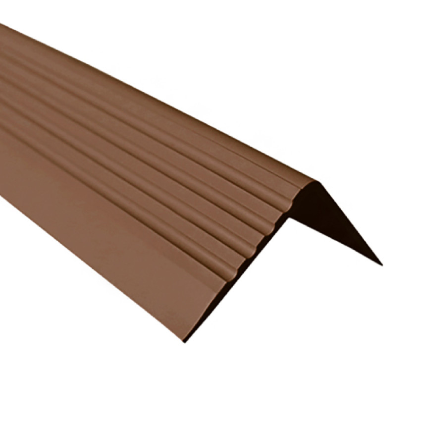 Perfil antideslizante para escaleras con adhesivo, 50x42mm, marrón, 