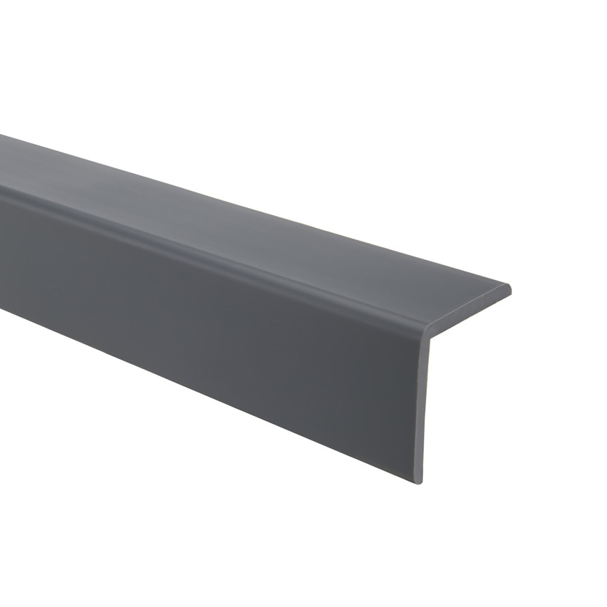 Perfil angular de PVC, plástico autoadhesivo, protección de bordes, plástico autoadhesivo, gris oscuro