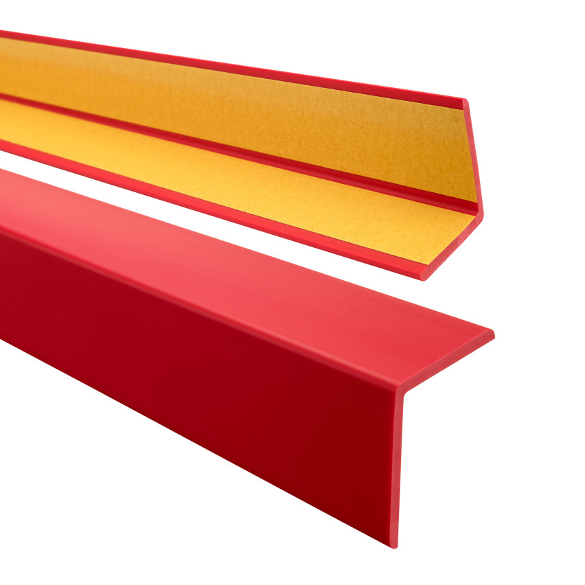 Perfil angular de PVC, plástico autoadhesivo, protección de bordes, plástico autoadhesivo, rojo