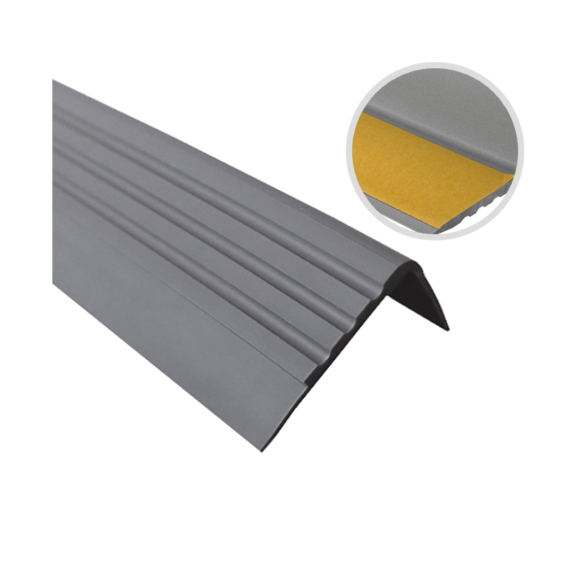 Perfil antideslizante para escaleras con adhesivo, 30x27mm, gris oscuro