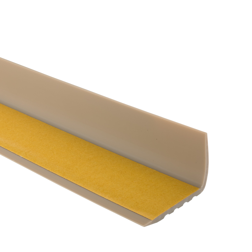 Perfil para peldaños, autoadhesivo, PVC, plástico, perfil antideslizante, perfil angular, 40x25mm, beige