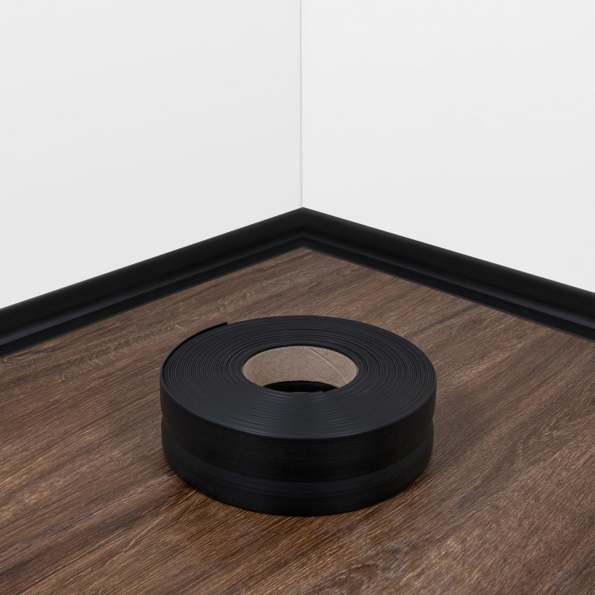 Zócalo blando autoadhesivo 32x23 mm, remate de pared flexible para cocina y baño, zócalo de PVC, cinta de sellado, negro