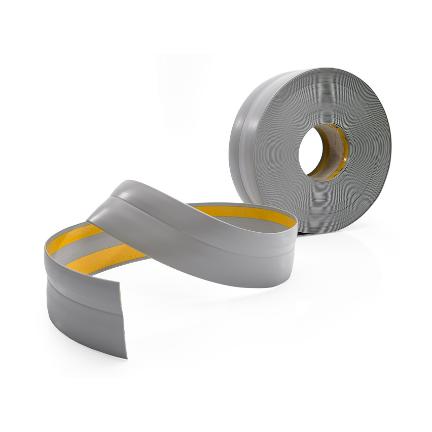 Zócalo blando autoadhesivo 32x23 mm, tapajuntas flexible para cocina y baño, zócalo de PVC, cinta de sellado, gris