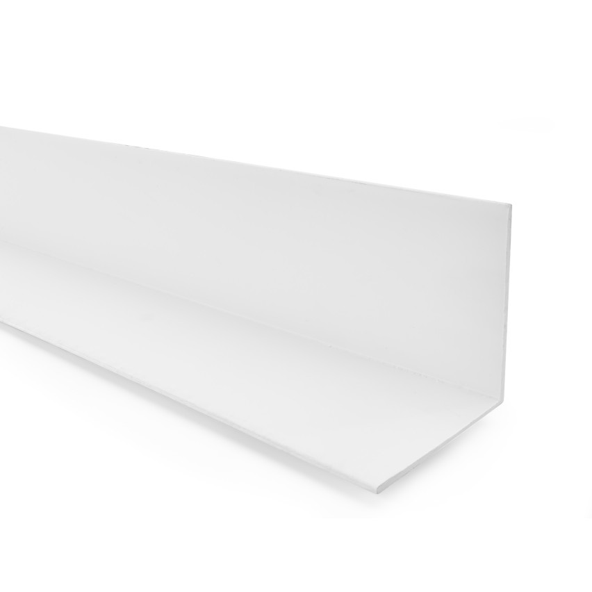 PVC Perfil angular duro, plástico, protección de cantos, blanco