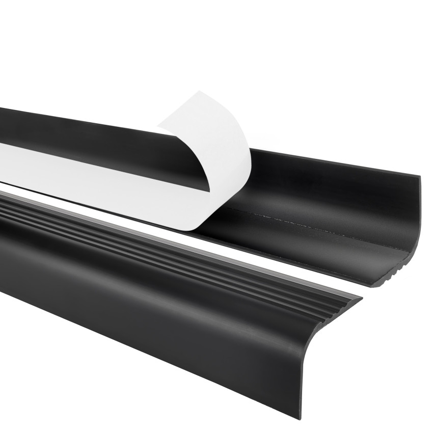Perfil antideslizante para escaleras con adhesivo, 52x40mm, negro, 