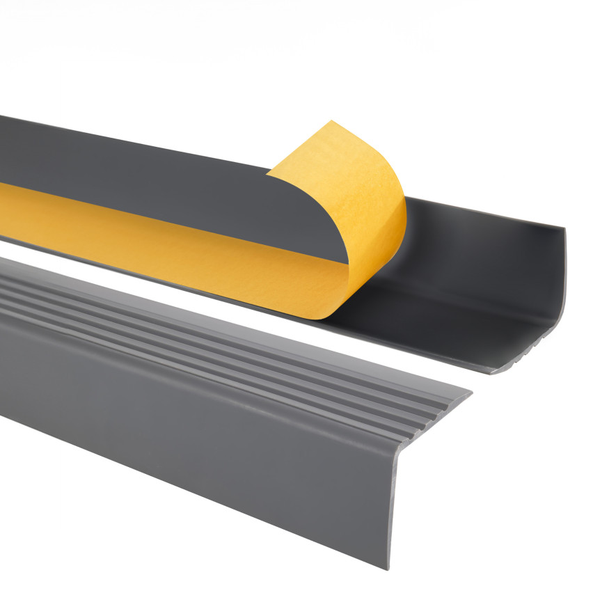 Perfil antideslizante para escaleras con adhesivo, 50x42mm, gris oscuro, 