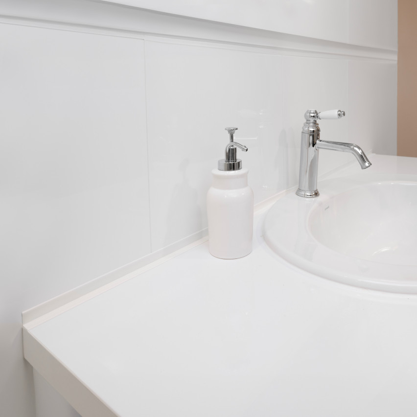 Zócalo blando autoadhesivo, remate de pared cocina y baño, cinta de sellado de PVC, zócalo angular flexible, blanco