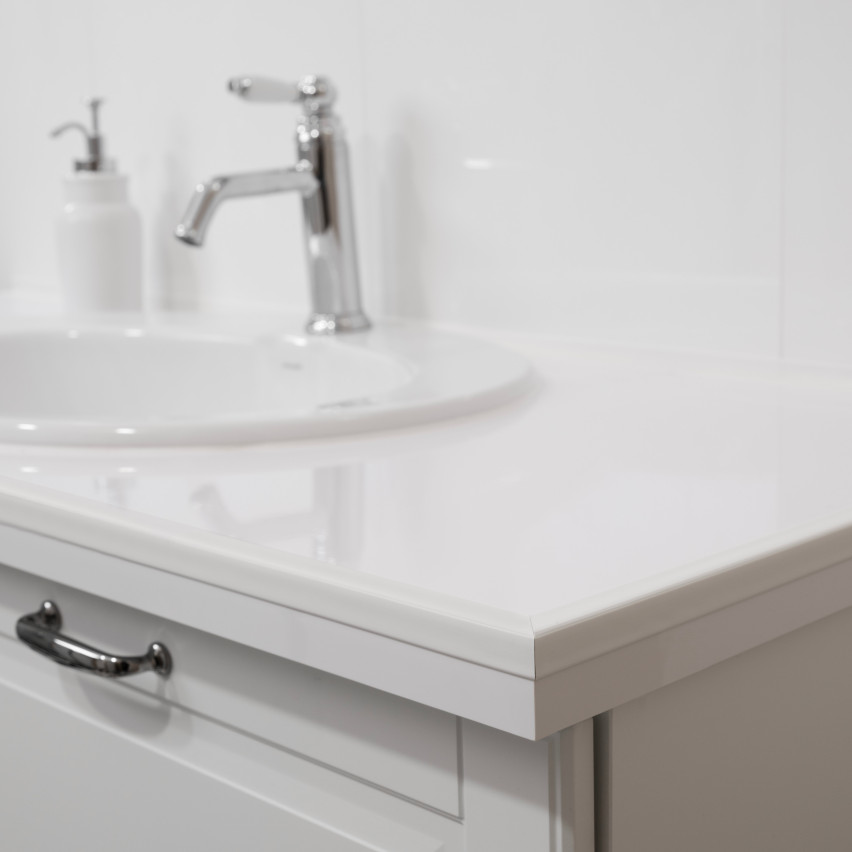 Zócalo blando autoadhesivo, remate de pared cocina y baño, cinta de sellado de PVC, zócalo angular flexible, blanco