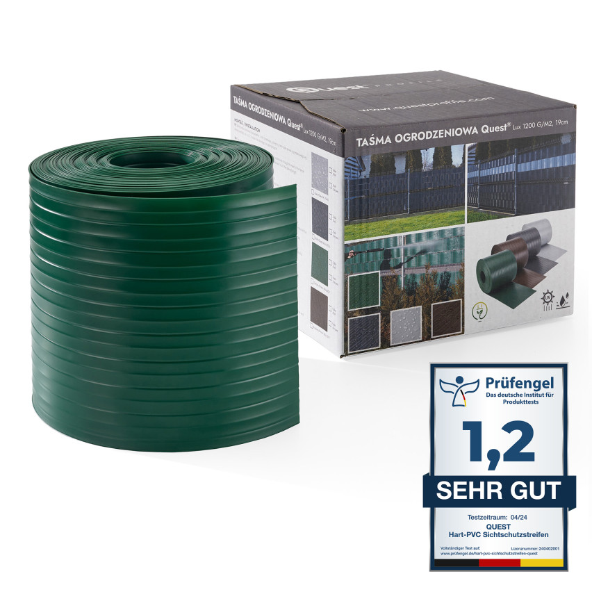Tira de privacidad de PVC resistente para vallas de jardín, altura de 19cm y grosor de 1,2mm, verde