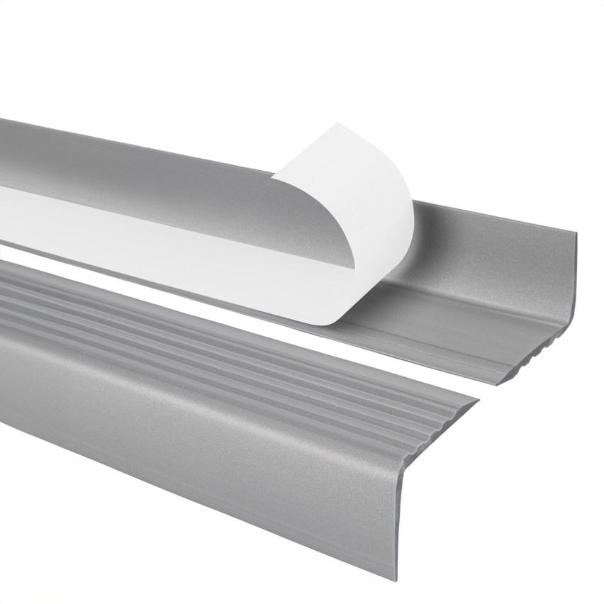 Perfil antideslizante para escaleras con adhesivo, 50x42mm, color plata 
