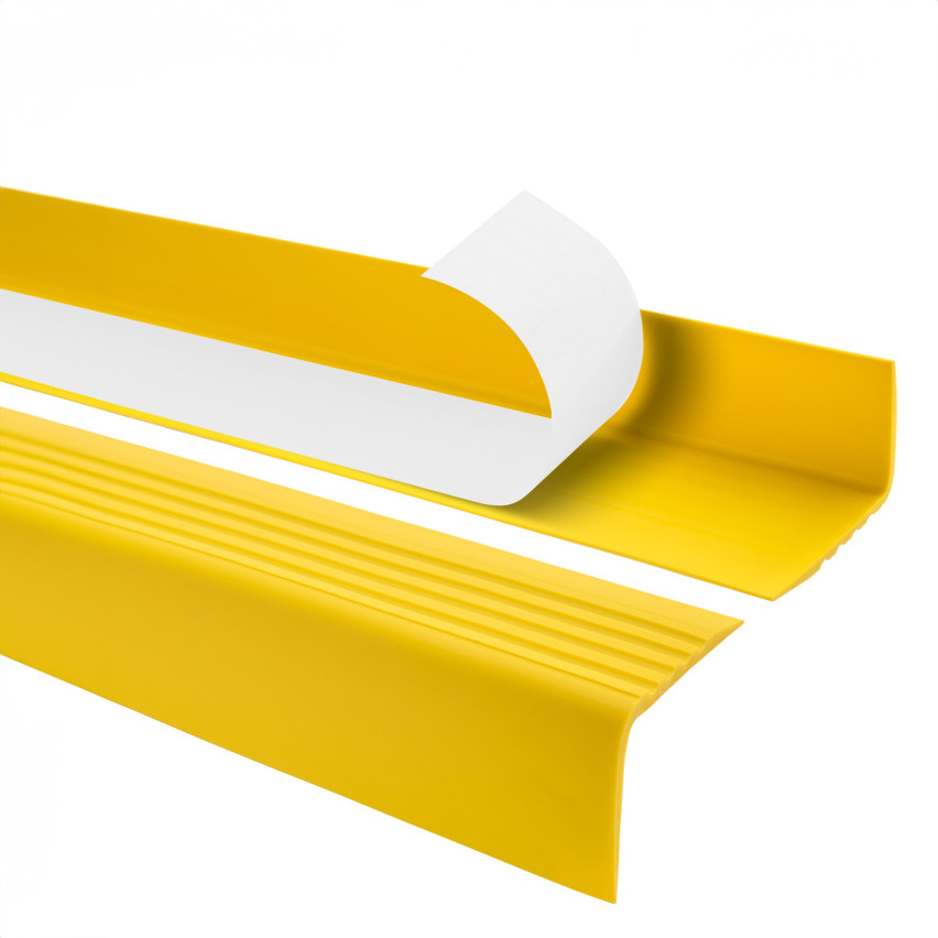 Perfil antideslizante para escaleras con adhesivo, 50x42mm, amarillo, 